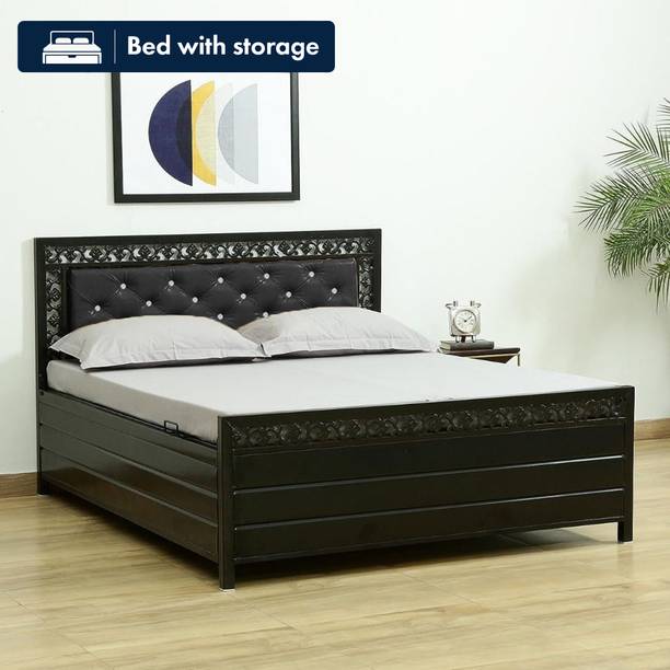 Vibrant Interior Denzal Black Metal Single Hydraulic Bed, 190.5 cm x 91.44 cm (6.25 ft x 3.0 ft)