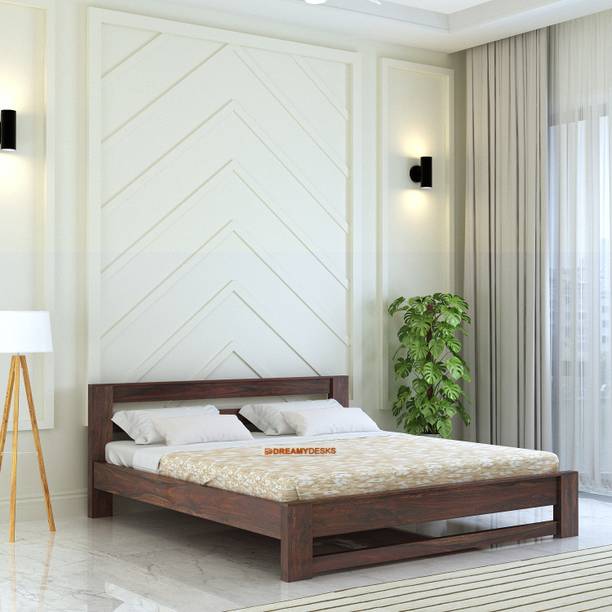 Dreamydesks Eterna Solid Wood Low-Height Bed Without Storage for Bedroom 1-Year Warranty Solid Wood King Bed