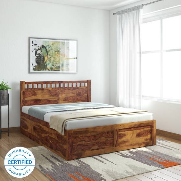 Induscraft Sheesham Wood Solid Wood Queen Drawer Bed