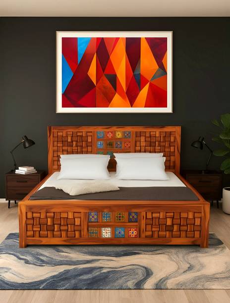Bhagwati Arts Solid Sheesham Wood King Size For Bedroom/ Hotel / House | Solid Wood King Box Bed