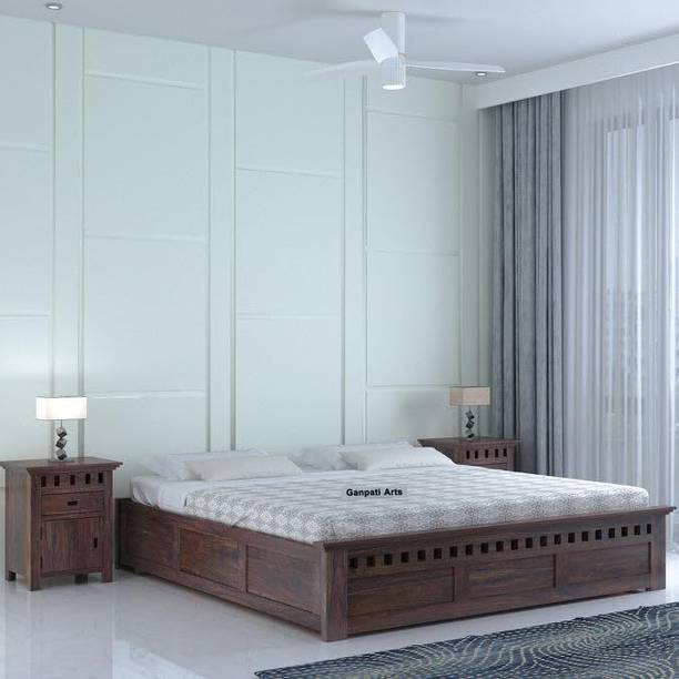 Ganpati Arts Sheesham Wood Armania Queen Bed/Wooden Cot/Bed/Palaung For Bedroom/Home/Hotel Solid Wood Queen Box Bed