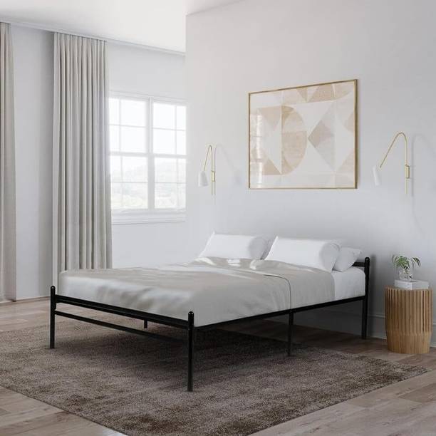 Royal Interiors Aiden Metal Bed Queen Size Without Storage Palang Metal Queen Bed, 121.4 cm x 152.4 cm (3.98 ft x 5.0 ft)