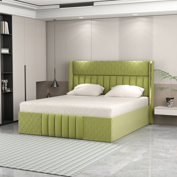 Klenta Home Decor Engineered Wood Upholstered King Size Bed With Storage And Headboard For Bedroom Engineered Wood King Box Bed