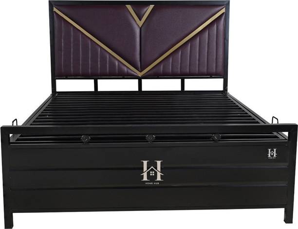 HomeHub Furniture Delbab ( 6X6 ) Double Bed Metal King Box, Hydraulic Bed