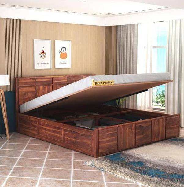 SUNCROWN Solid Wood Queen Hydraulic Bed, 208 cm x 154 cm (6.82 ft x 5.05 ft)
