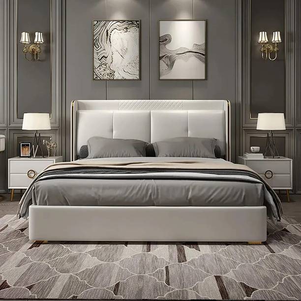 Wakeup India Alderglen Upholstered Bed | Leatherette Fabric Bed with Storage | 78x72 Inch Engineered Wood King Box Bed