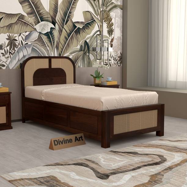 Divine Arts Solid Wood Single Box Bed, 205.74 cm x 106.68 cm (6.75 ft x 3.5 ft)
