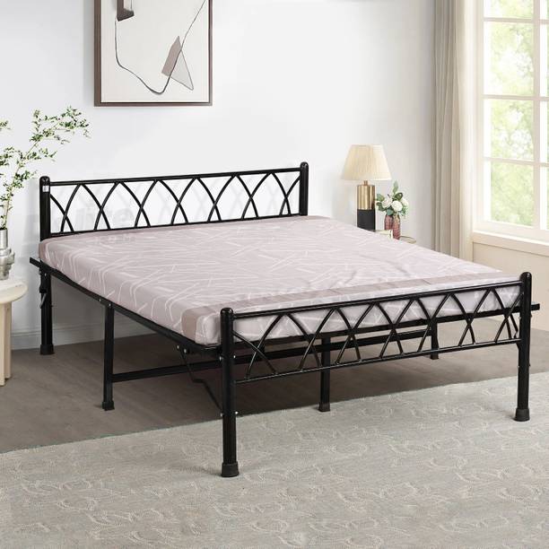 Delite Kom Mario Foldable Metal Double Bed | Heavy Load | 1 Year Warranty|Strong Metal Double Bed, 204.5 cm x 122 cm (6.71 ft x 4.0 ft)