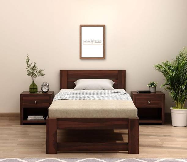 SaidanWood Repu Single Sheesham Wood Bed for Bedroom | Sheesham Wood Bed Solid Wood Single Bed, 205.74 cm x 160.02 cm (6.75 ft x 5.25 ft)