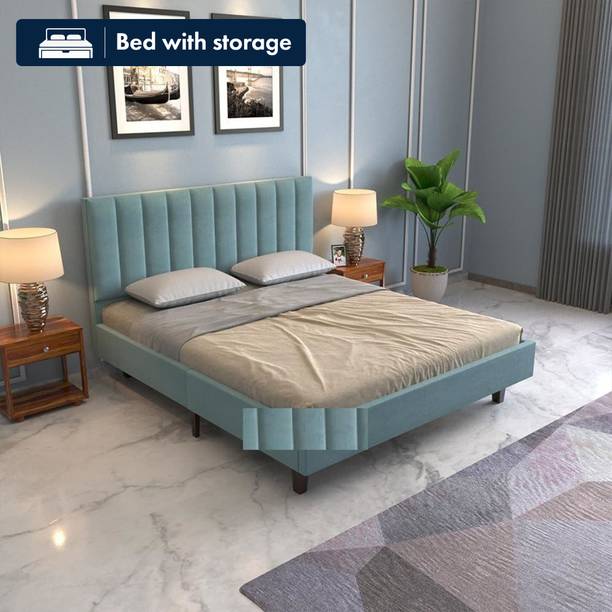 DMKDecor Low Height King Size Bed Without Storage | Wooden Double Bed | Solid Wood King Bed, 208 cm x 187 cm (6.82 ft x 6.14 ft)