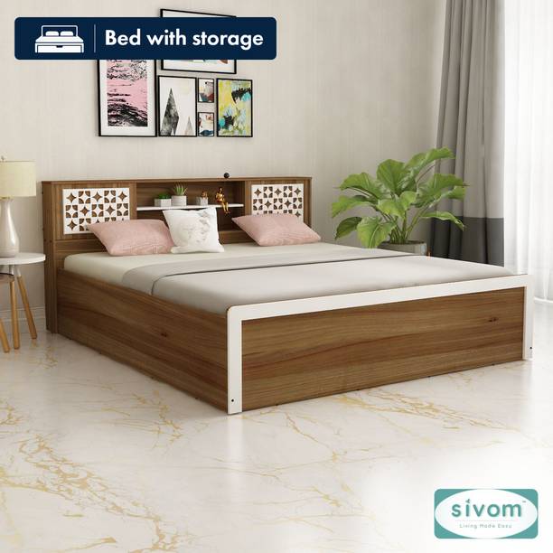 SIVOM Orient Modular Box Bed with Storage Engineered Wood King Box Bed, 216 cm x 187 cm (7.09 ft x 6.14 ft)