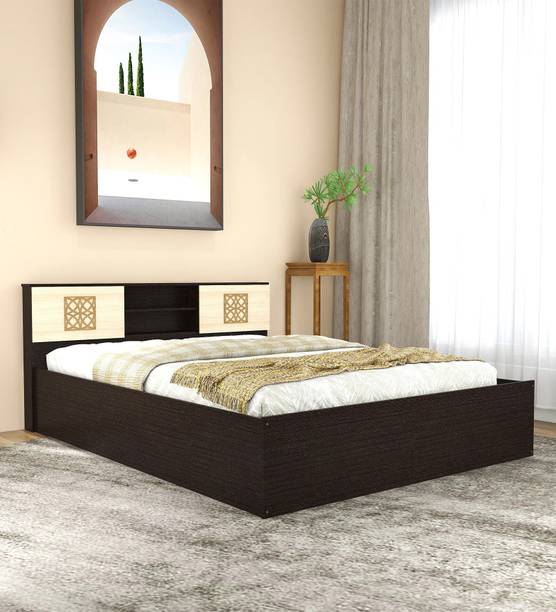 Mintwud From Pepperfry Wooden Queen Bed/Wooden Cot/Bed With Storage For Home Engineered Wood Queen Box Bed