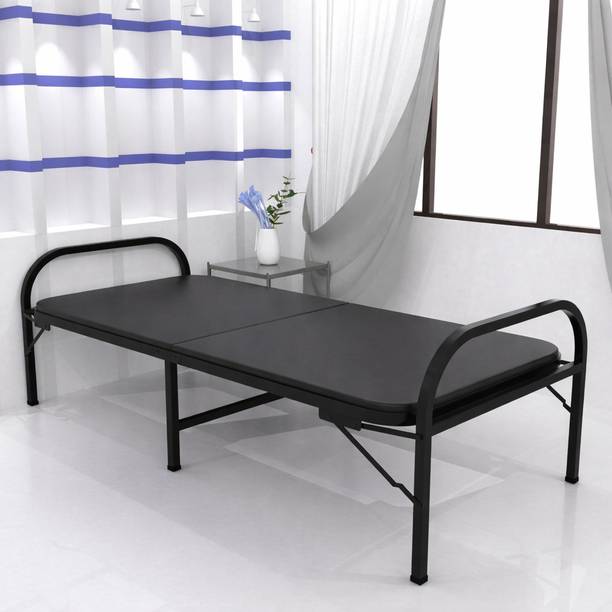 Sleep Art Atlas Folding Bed Single for Sleeping with Mattress | No Assembly Required Metal Single Bed, 182 cm x 91 cm (5.97 ft x 2.99 ft)