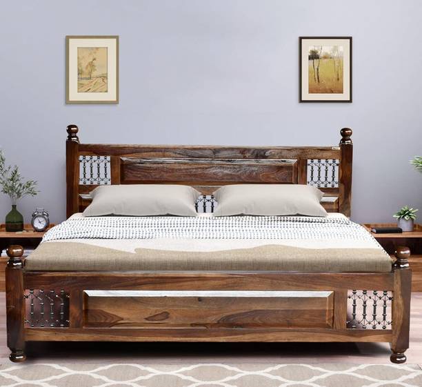 Meera Handicraft Solid Wood King Bed
