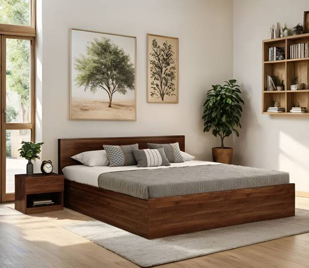 Floresta Wud Engineered Wood King Size Bed With Box Storage Headboard Included For Bedroom Engineered Wood King Box Bed