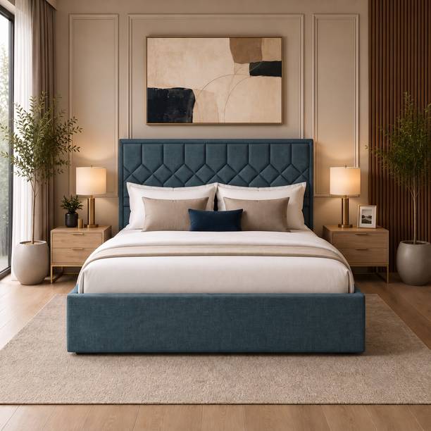 softland Vienna Wooden With Storage Upholstered Bed /Wooden Cot/Palang For Bedroom Solid Wood Queen Box Bed, 205.74 cm x 165.1 cm (6.75 ft x 5.42 ft)