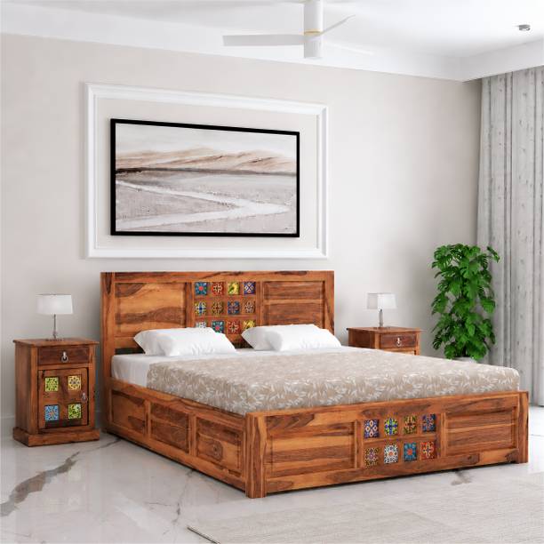 SONA ART & CRAFTS Taurus Sheesham Wood Queen Size Bed with Storage Box Solid Wood Queen Box Bed, 205.74 cm x 160 cm (6.75 ft x 5.25 ft)