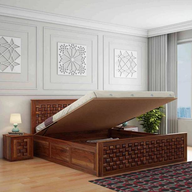 WOODENJOY Sheesham Wood Bed/Cot Bed/Palang For Bed Room/Home/Hotel Solid Wood King Hydraulic Bed