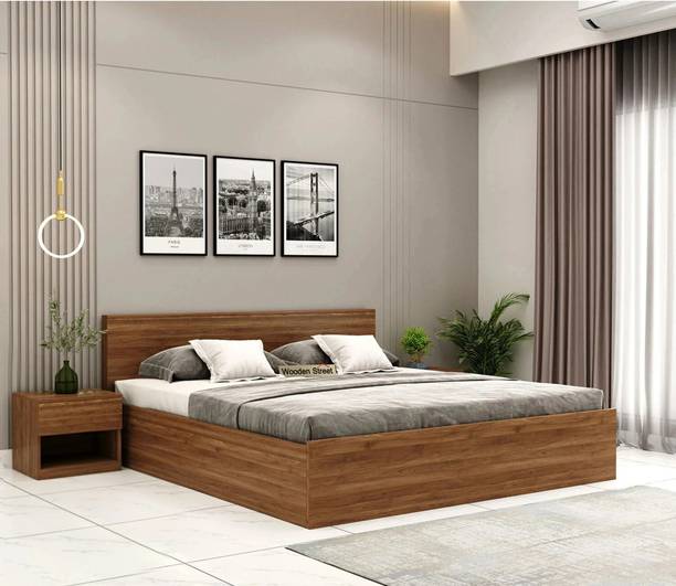 Wooden Street Harper Premium Engineer Wood King Size Platform Bed With Box Storage Engineered Wood King Box Bed, 208.2 cm x 187.9 cm (6.83 ft x 6.16 ft)