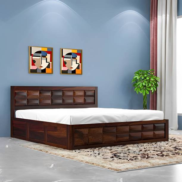 Vinod Furniture Solid Sheesham Wood Queen Size Bed With Storage For Bedroom/ Kids Room | Solid Wood Queen Box Bed, 205 cm x 157 cm (6.73 ft x 5.15 ft)
