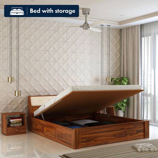 Ganpati Arts Victoria Sheesham Wood Bed/Cot With Hydraulic Storage | Solid Wood King Hydraulic Bed, 210.82 cm x 187.96 cm (6.92 ft x 6.17 ft)