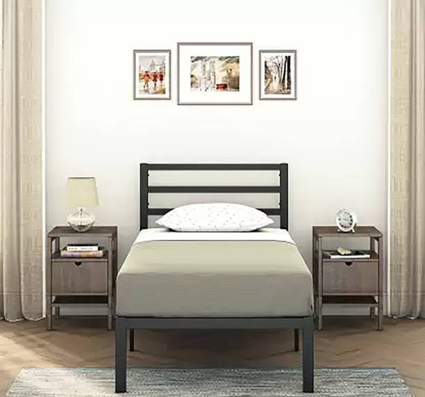 STEELWELL ®™| Lavender Bed with Headboard and Footboard,Heavy Mattress Platform,Noise Free Metal Single Bed, 189.23 cm x 96.52 cm (6.21 ft x 3.17 ft)