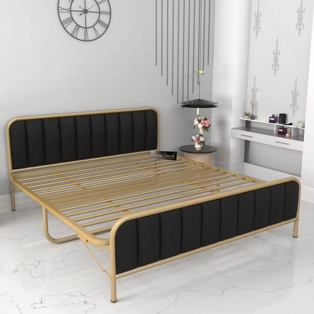 HoneyTouch Boston Queen Size Bed |No Assembly Required| 5ft x 6.25 (Without Mattress Queen) Metal Queen Bed