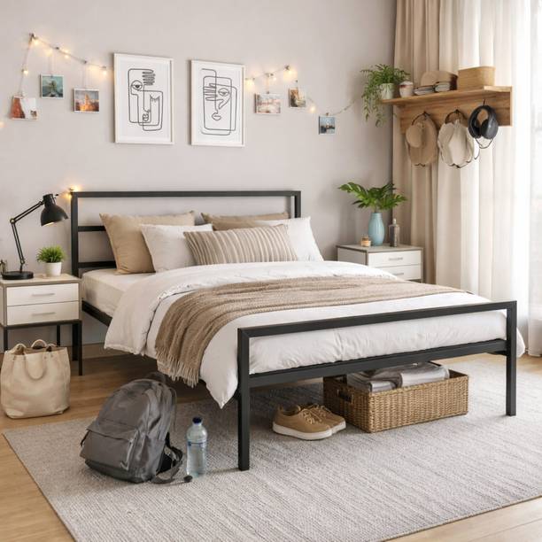 KTG Handicraft Loft bed Metal Double Bed, 196.9 cm x 143.5 cm (6.46 ft x 4.71 ft)
