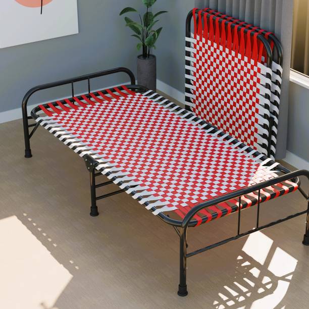 ZEPOMART Foldable Bed Portable Single Folding Bed Niwar Charpai Khatiya Bed for 