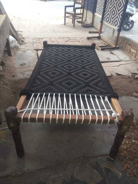 YahiTohChahiye EIPL KHAAT SILK BLACK 7X4 FT Solid Wood King Bed