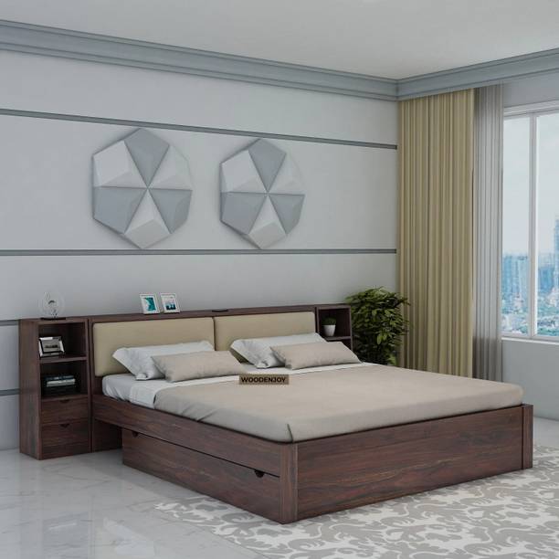 WOODENJOY Sheesham Wood Bed/Cot Bed/Palang For Bed Room/Home/Hotel Solid Wood King Drawer Bed
