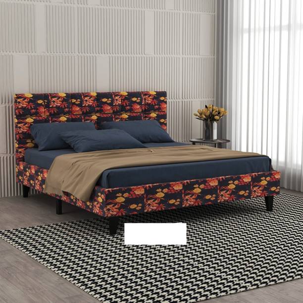 Flipkart Perfect Homes Floral Print Upholstered Headboard Engineered Wood King Bed