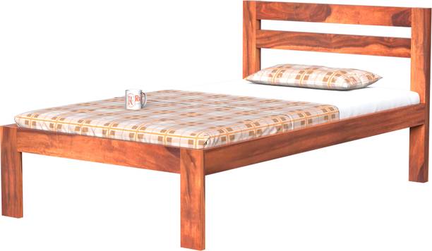 Rajasthali Wood Decor Sheesham wood Single bed without storage for bedroom, honey finish, king cot Solid Wood Single Bed, 206 cm x 96 cm (6.76 ft x 3.15 ft)
