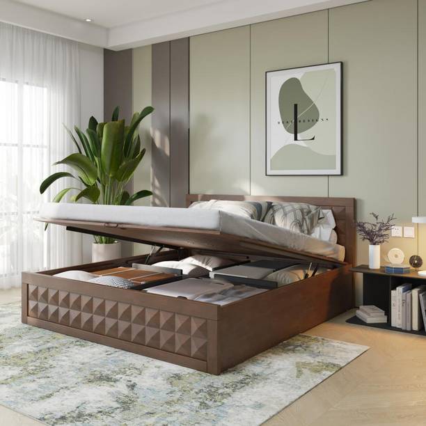 Wakefit Stud Solid Wood King Hydraulic Bed