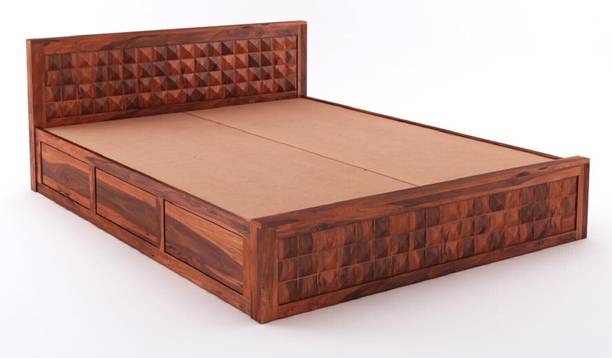 SAVITRIDECOR Sheesham Wood Bed For Bedroom/Wooden Cot/Palaung/Bed With Box Storage For Home Solid Wood King Box Bed