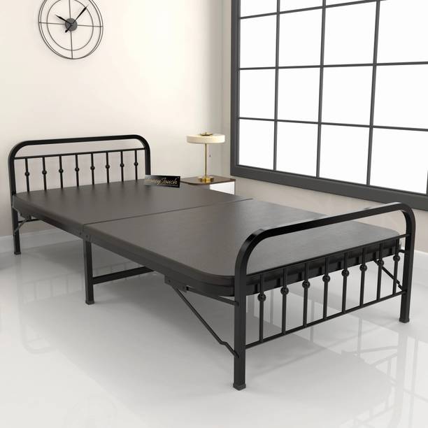HoneyTouch Nova Folding Bed Single with Mattress Metal Single Bed, 190 cm x 91 cm (6.23 ft x 2.99 ft)