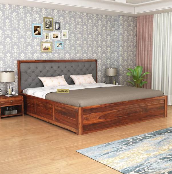 WoodLab Sheesham Wood Bed/Wooden Queen Bed/Wooden Bed/Cot With Box Storage For Home Solid Wood Queen Box Bed, 208.28 cm x 157.48 cm (6.83 ft x 5.17 ft)