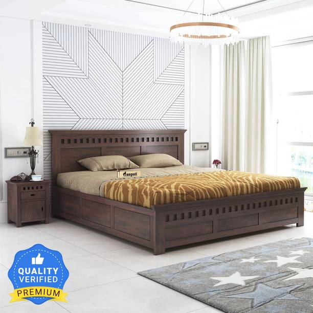 Ganpati Arts Sheesham Wood Bed For Bedroom/Wooden Cot/Palaung/Bed With Box Storage For Home Solid Wood Queen Box Bed