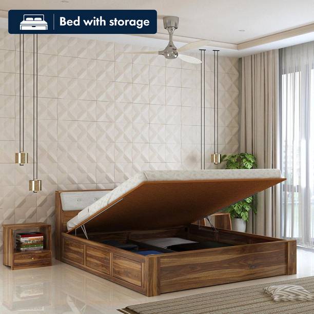 Ganpati Arts Sheesham Wood Victoria Bed/Wooden Bed With Hydraulic Storage For Home Solid Wood Queen Hydraulic Bed, 210.82 cm x 157.48 cm (6.92 ft x 5.17 ft)