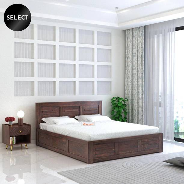 Ganpati Arts Sheesham Wood Swiss Bed/Cot/Wooden Palaung With Storage For Bedroom/Home/Hotel Solid Wood Queen Box Bed