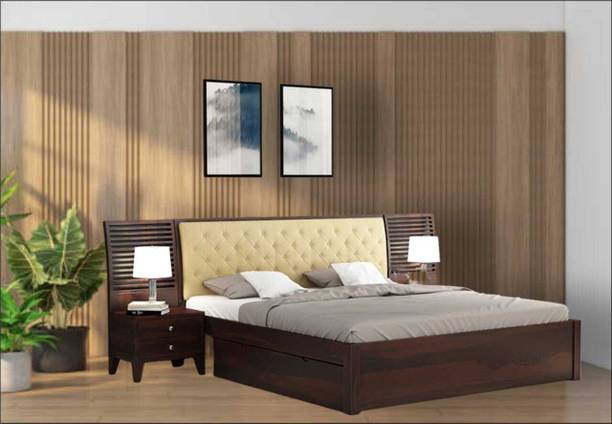 WC White Cedar Solid Wood King Size Bed Double Bed drawer Storage (pack of 1) Solid Wood King Drawer Bed