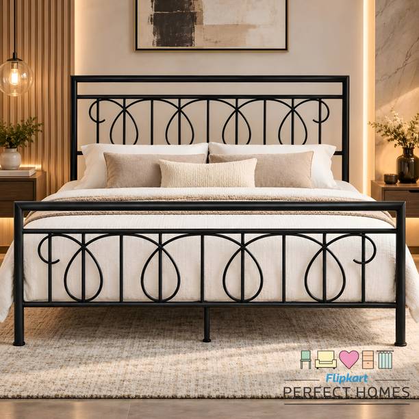 Flipkart Perfect Homes Antila Modern heavy Premium Metal Bed for Bedroom Metal Queen Bed, 205.74 cm x 158.8 cm (6.75 ft x 5.21 ft)