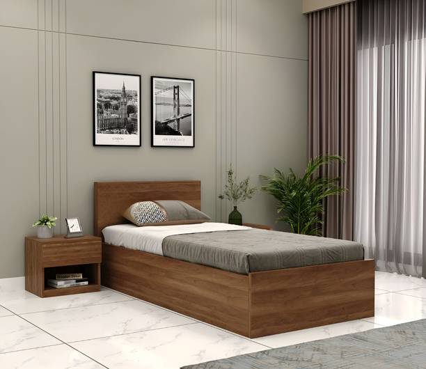 Floresta Wud Engineered Wood Single Bed With Box Storage For Living Room / Bedroom / Hotel Engineered Wood Single Box Bed