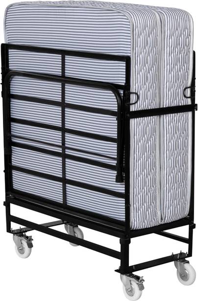 Florance Folding Rollaway with 6 inches Mattress Metal Single Bed, 190 cm x 125 cm (6.23 ft x 4.1 ft)