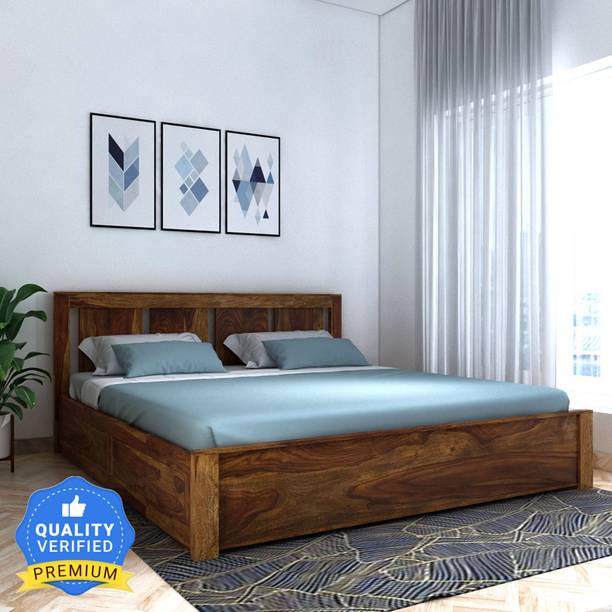 Vintej Home Sheesham ( Rosewood ) Jodhpur Furniture Solid Wood Queen Box Bed, 208 cm x 157 cm (6.82 ft x 5.15 ft)