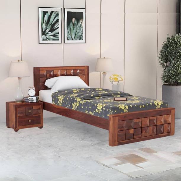 SONA ART & CRAFTS Diamond Sheesham Wood Single Bed Without Storage Solid Wood Single Bed, 203.2 cm x 96.52 cm (6.67 ft x 3.17 ft)
