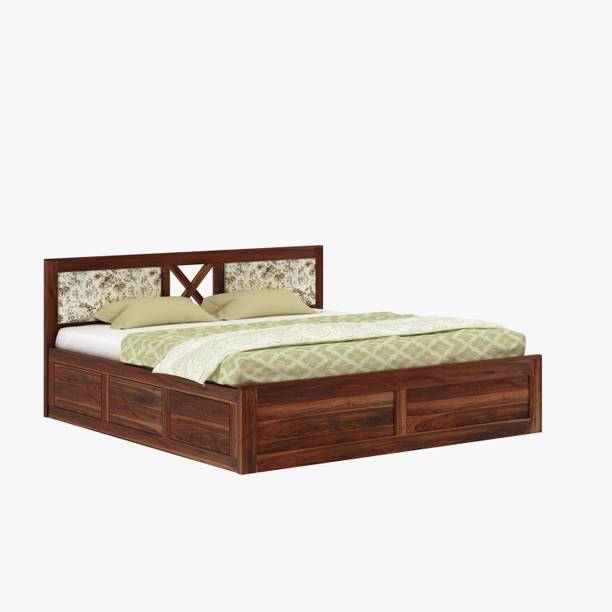 WoodLab Sheesham Wood King Bed/Wooden Bed With Hydraulic Storage/Wooden Palaung For Home Solid Wood King Hydraulic Bed, 205 cm x 189 cm (6.73 ft x 6.2 ft)