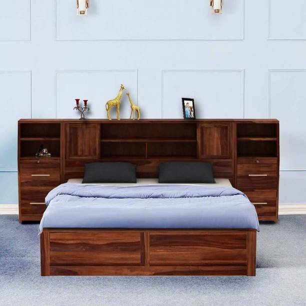 APRODZ Trapez Solid Wood Queen Hydraulic Bed