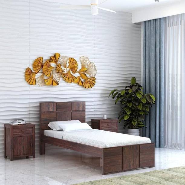 Ganpati Arts Solid Wood Simons Single Bed/Wooden bed/Cot for Bedroom/Home Solid Wood Single Bed, 210 cm x 99 cm (6.89 ft x 3.25 ft)