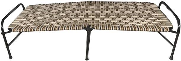FURNIMAX Foldable Bed Portable Single Folding Bed Niwar Charpai Khatiya Bed for Sleeping Metal Single Bed